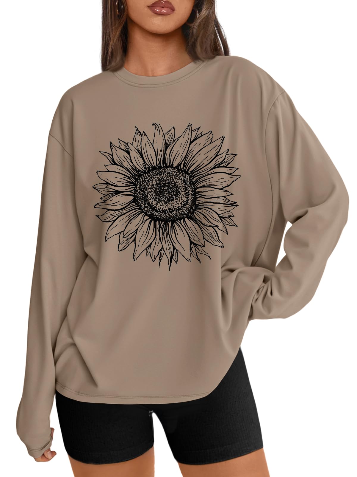 Luvella Womens Oversized Long Sleeve Shirts Fall Tops 2026 Basic Tees