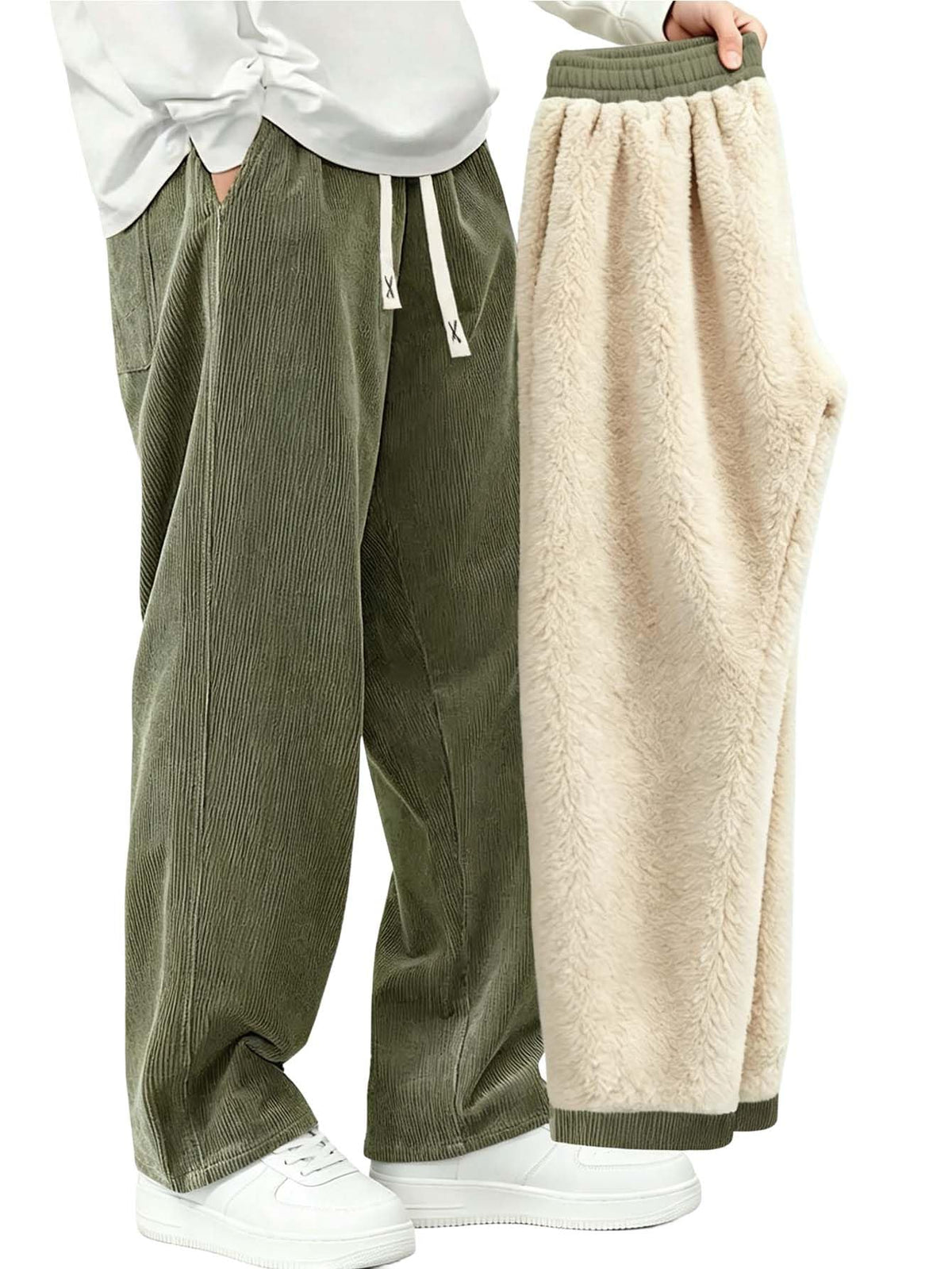 Luvella Mens Corduroy Casual Pants Straight Sweatpants
