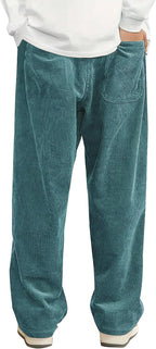 Luvella Mens Corduroy Casual Pants Straight Sweatpants