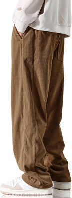 Luvella Men's Casual Loose Fit Corduroy Pants