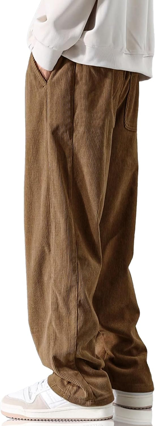 Luvella Men's Casual Loose Fit Corduroy Pants