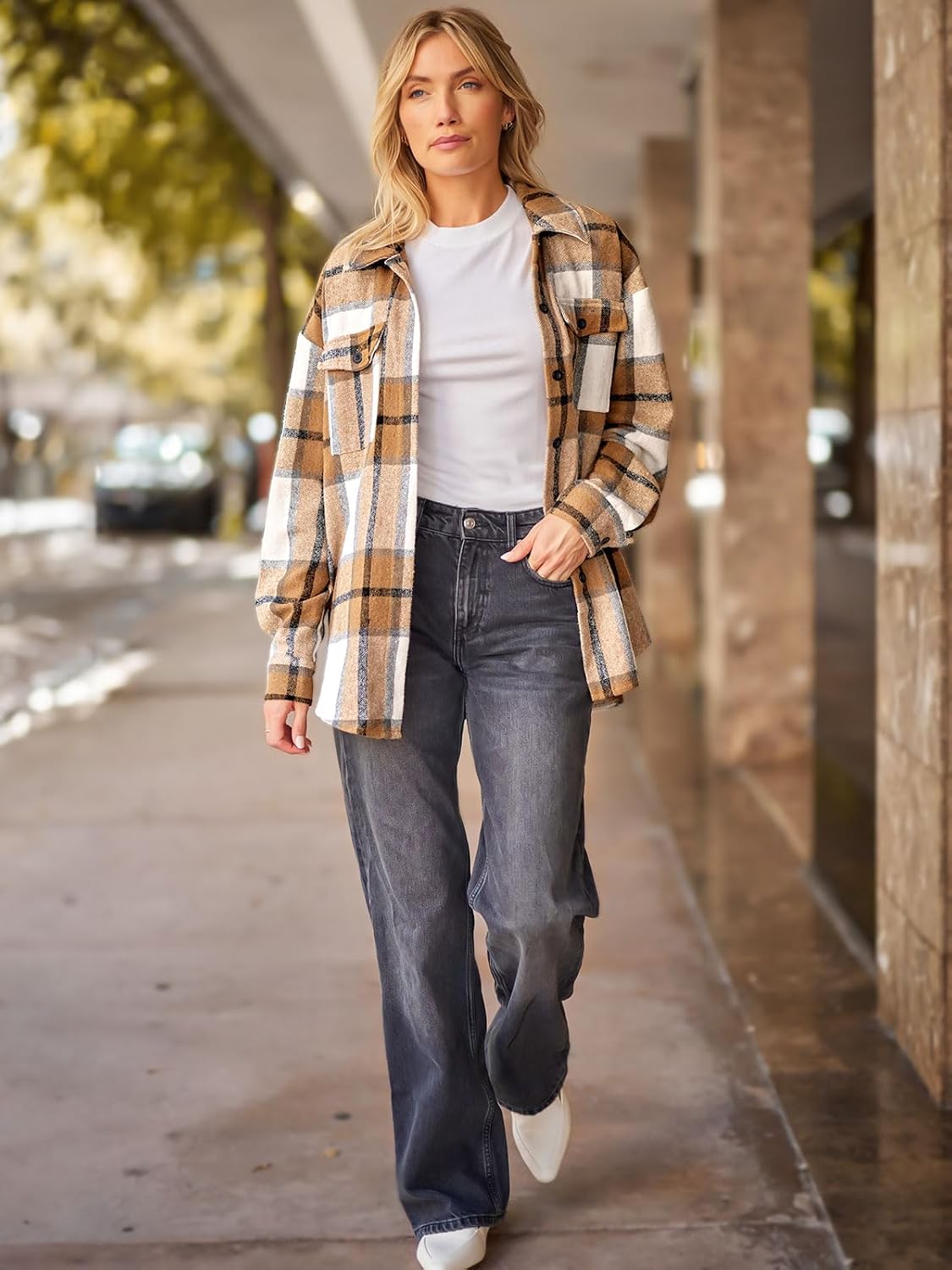 Luvella Shackets for Women Plaid Flannel Shirts