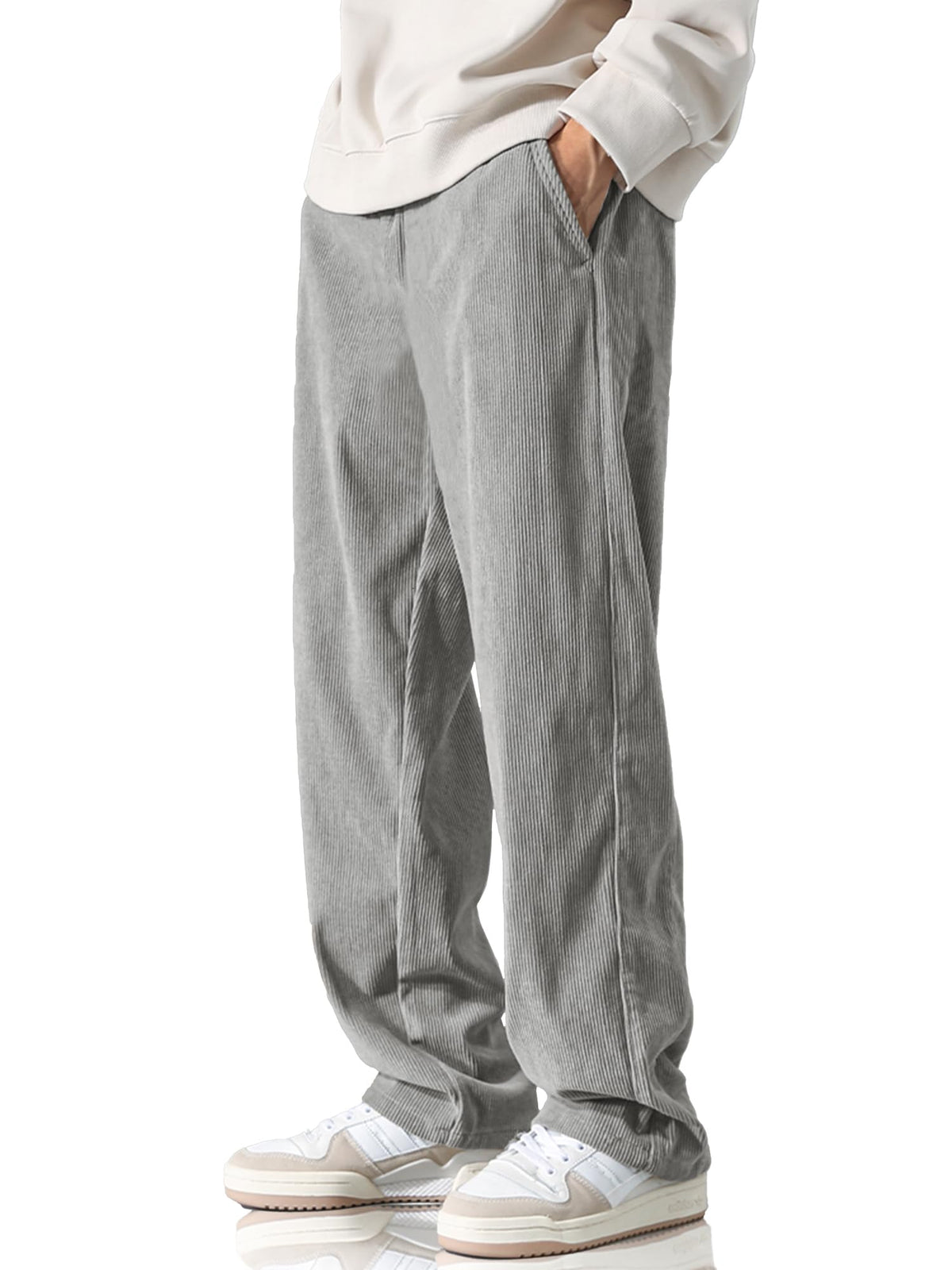 Luvella Men's Casual Loose Fit Corduroy Pants