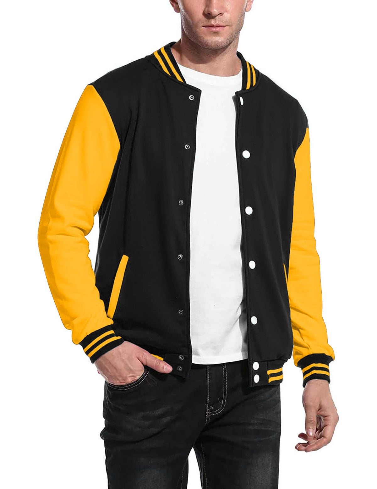 Luvella Men's Fashion Varsity Jacket Causal Slim Fit Cotton Letterman Baseball Bomber Jackets