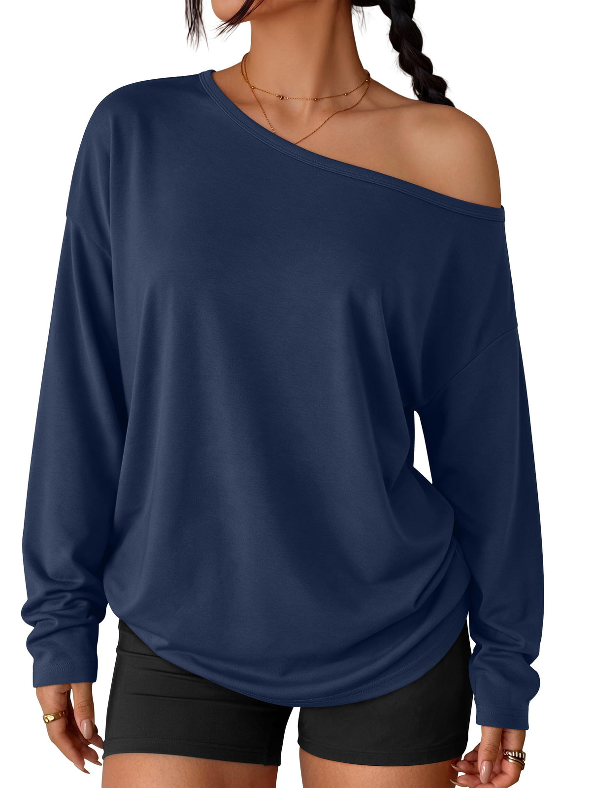 Luvella Womens Off The Shoulder Oversized Tops
