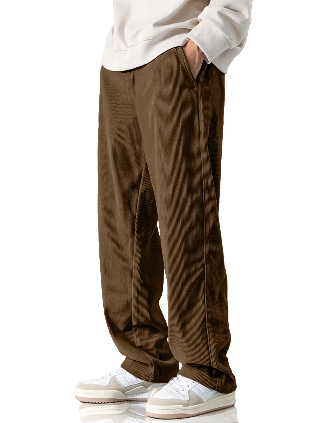 Luvella Men's Casual Loose Fit Corduroy Pants