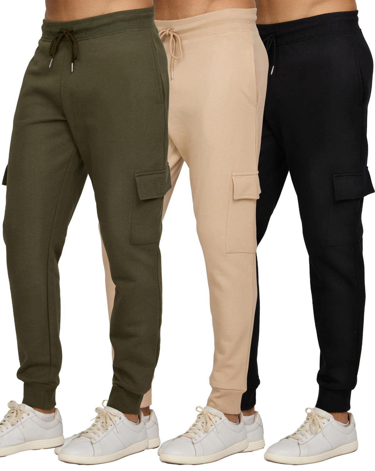 Luvella Sweatpants for Men 3 Pack Fleece Athletic Joggers, Baggy Wide Legs Mens Sweatpants with Zipper Pockets