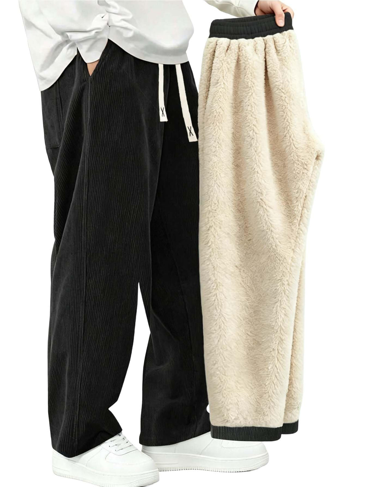 Luvella Mens Corduroy Casual Pants Straight Sweatpants