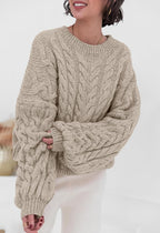 Luvella Womens Sweaters Fall Cable Knit Pullover Oversized Sweater