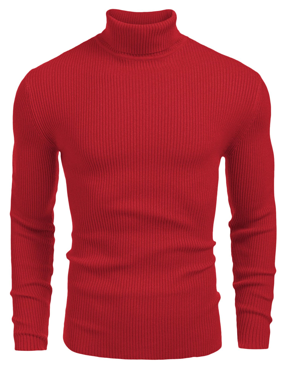 Luvella Mens Ribbed Slim Fit Knitted Pullover Casual Turtleneck Sweater