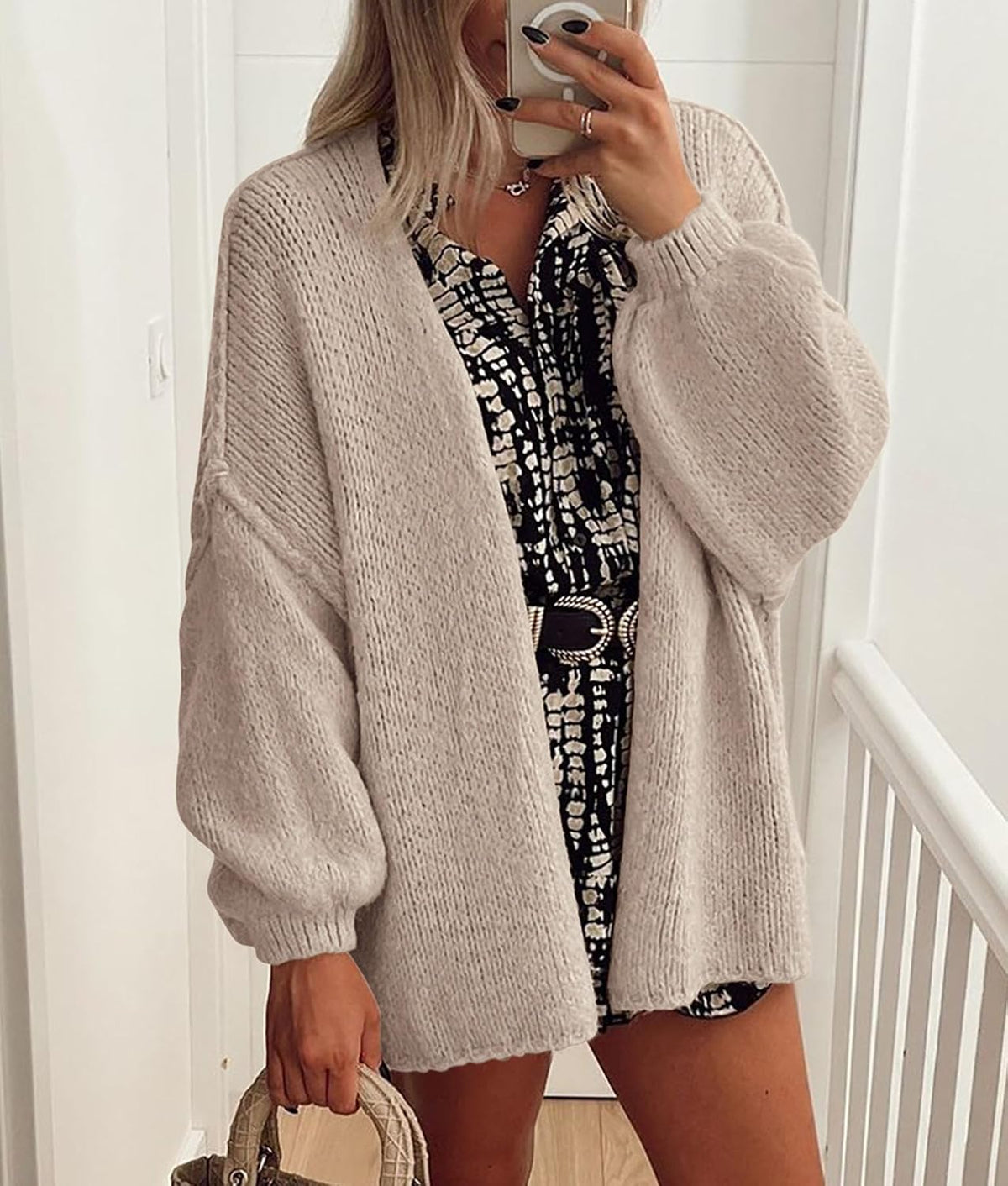 Luvella Womens Open Front Oversized Cardigan Sweaters