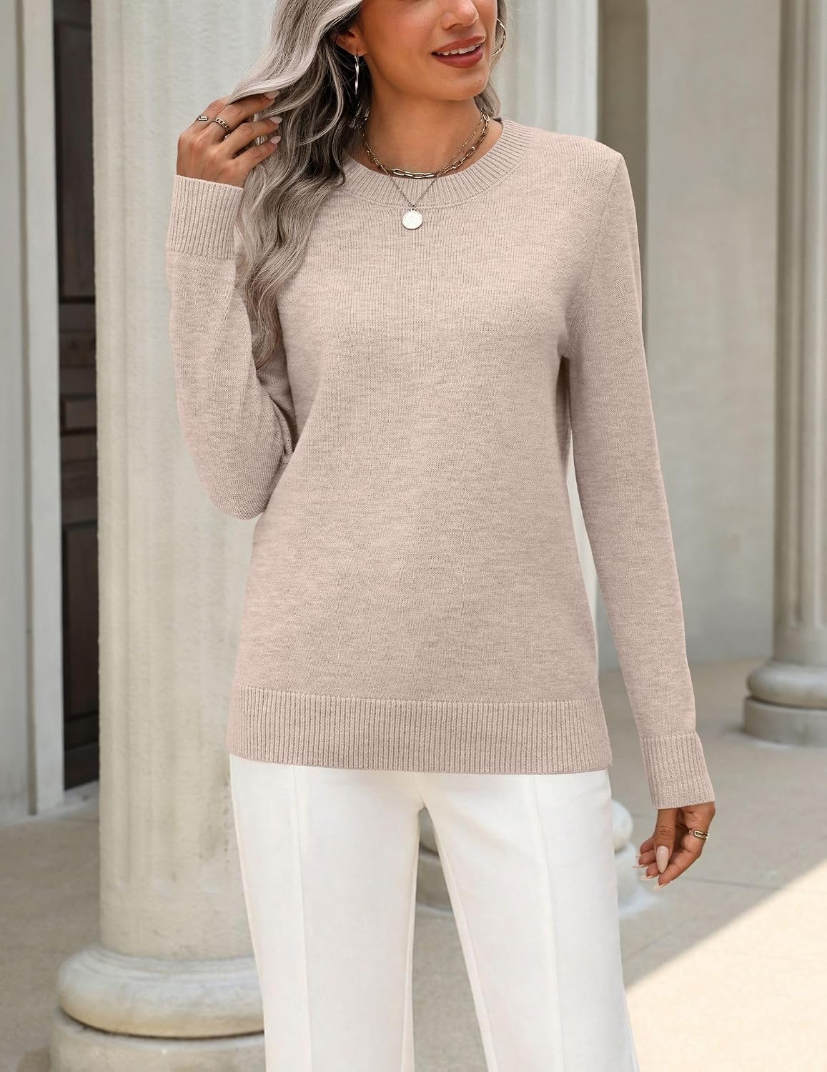 Luvella Womens Wool Blend Sweater Crewneck Long Sleeve Tops Fashion Clothing