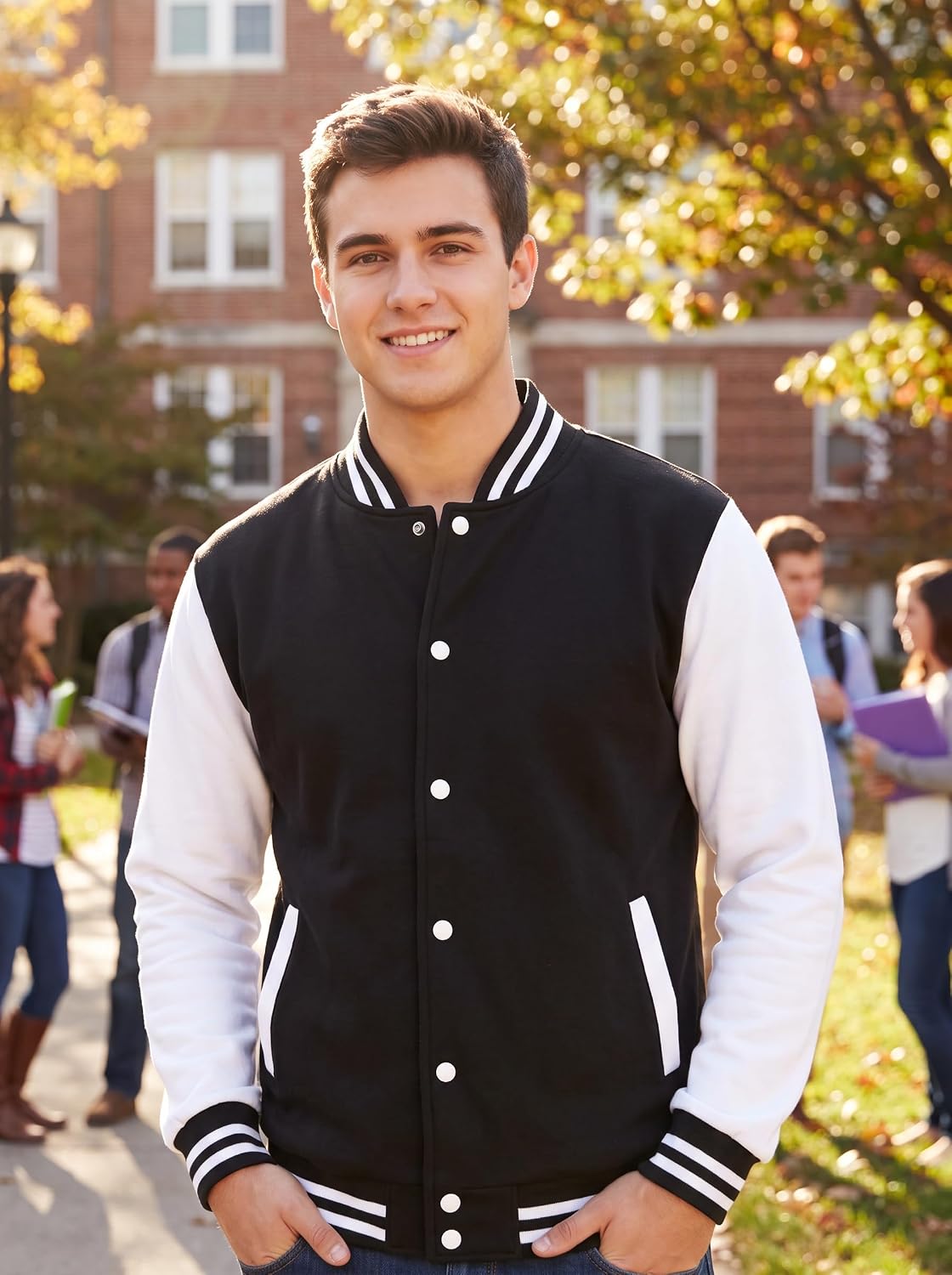 Luvella Men's Fashion Varsity Jacket Causal Slim Fit Cotton Letterman Baseball Bomber Jackets