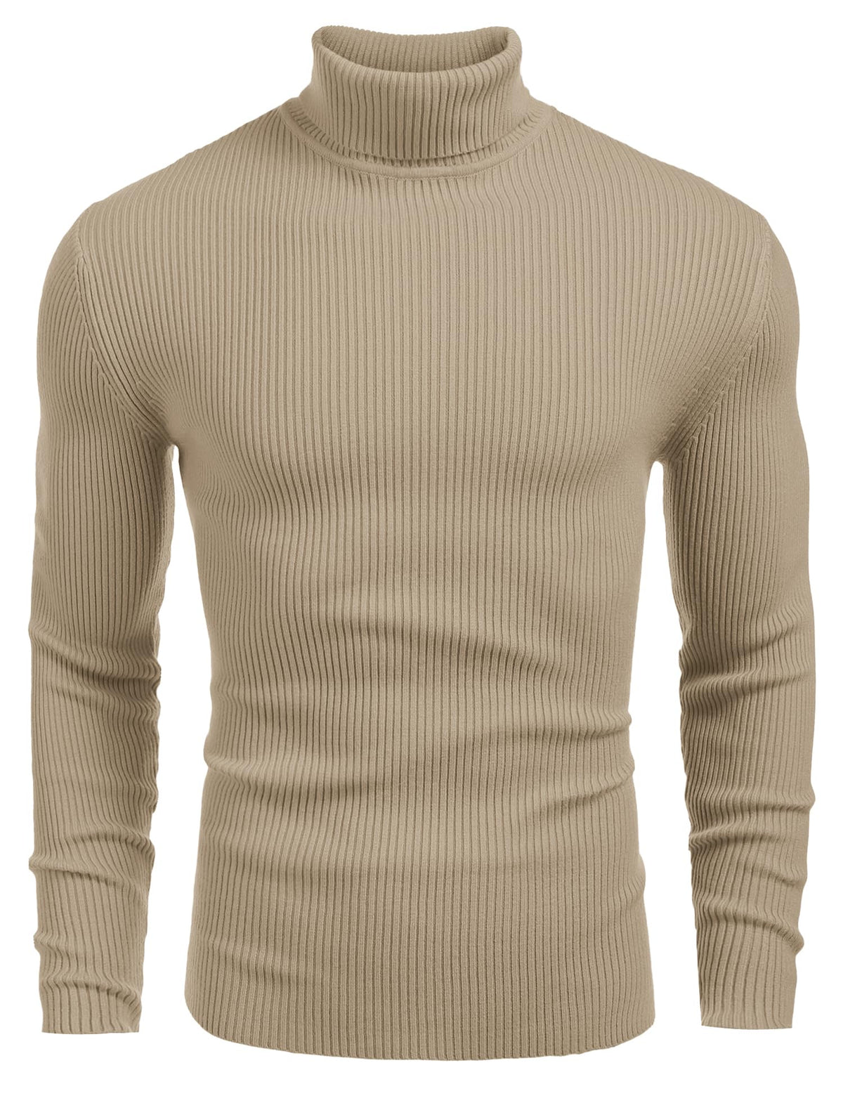 Luvella Mens Ribbed Slim Fit Knitted Pullover Casual Turtleneck Sweater