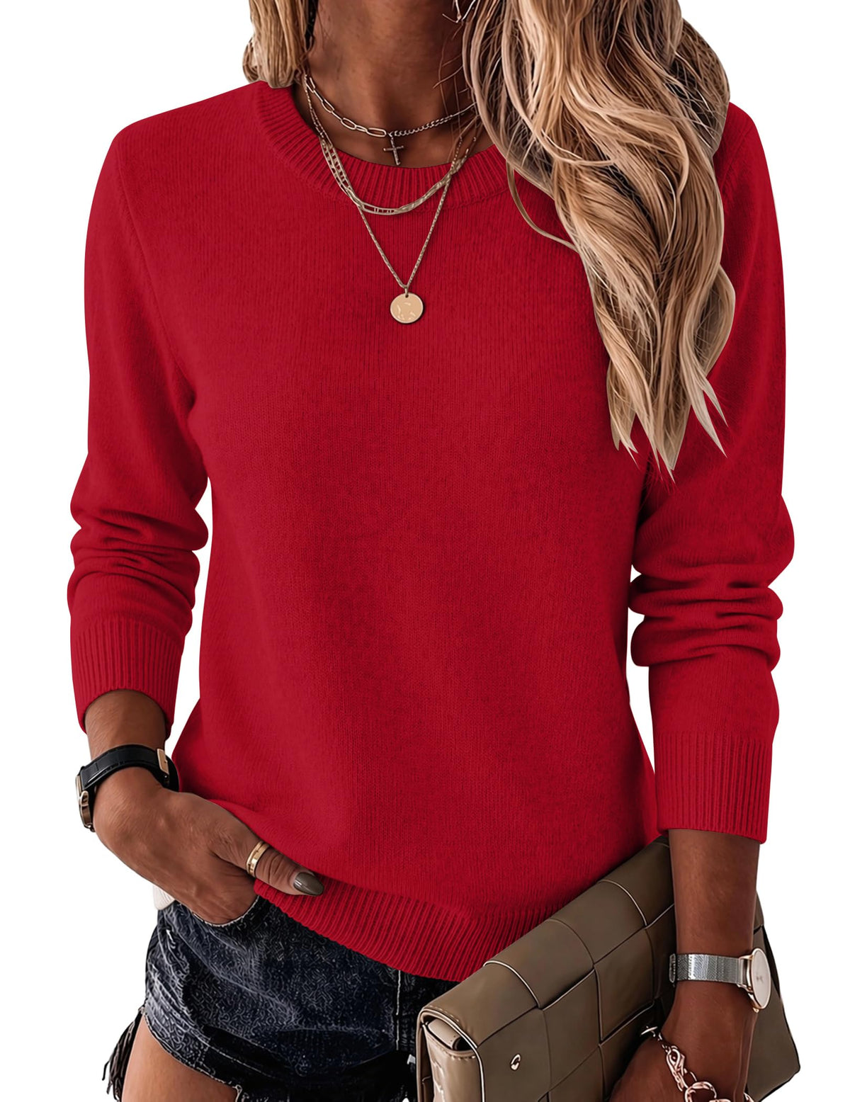 Luvella Womens Wool Blend Sweater Crewneck Long Sleeve Tops Fashion Clothing