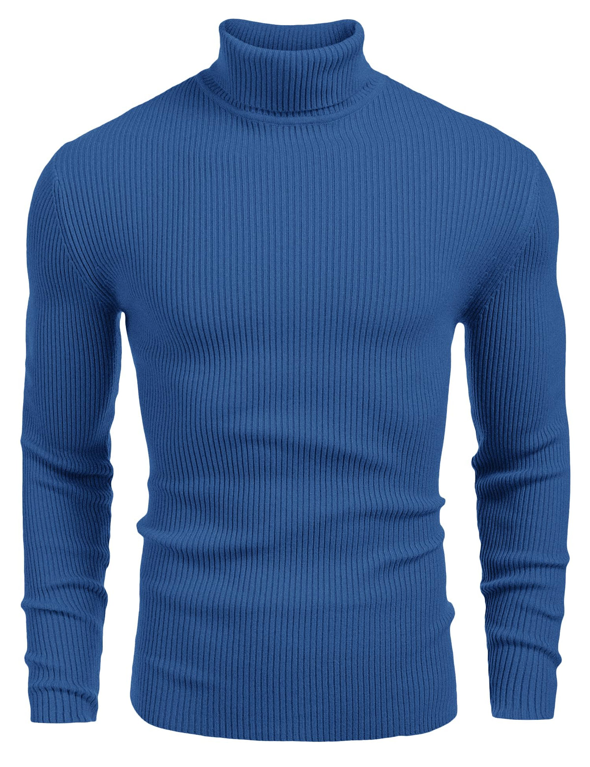 Luvella Mens Ribbed Slim Fit Knitted Pullover Casual Turtleneck Sweater