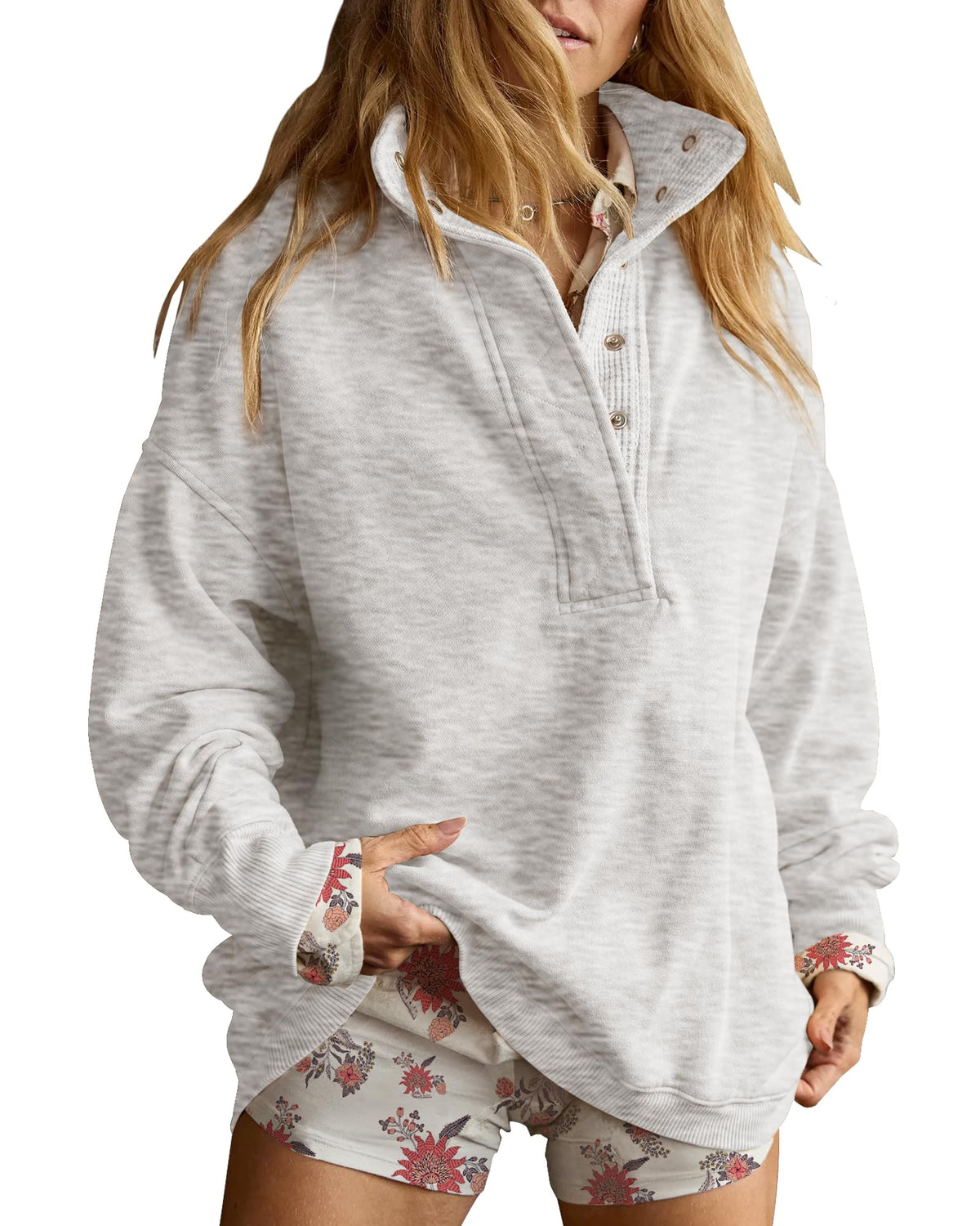 Luvella Women's Henley Neck Sweatshirt