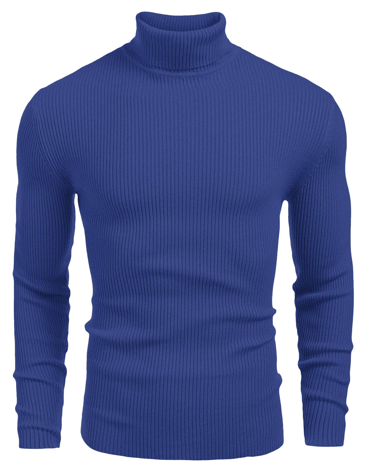 Luvella Mens Ribbed Slim Fit Knitted Pullover Casual Turtleneck Sweater