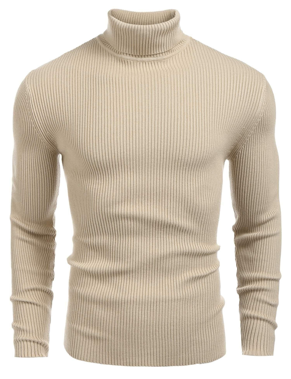 Luvella Mens Ribbed Slim Fit Knitted Pullover Casual Turtleneck Sweater
