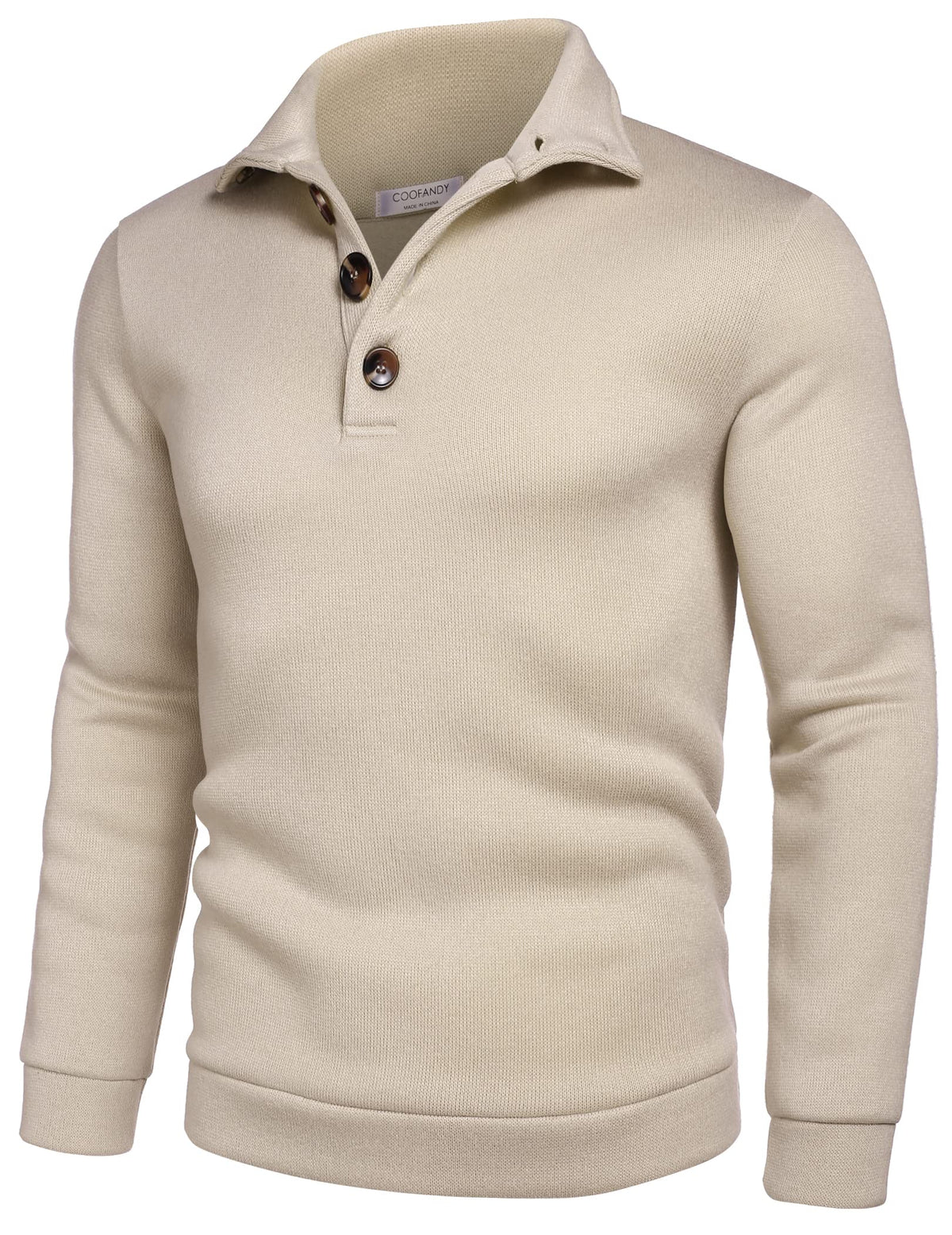 Luvella Men's Casual Pullover Sweater Quarter Button Fleece Sweatshirt Knitted Thermal Sweaters