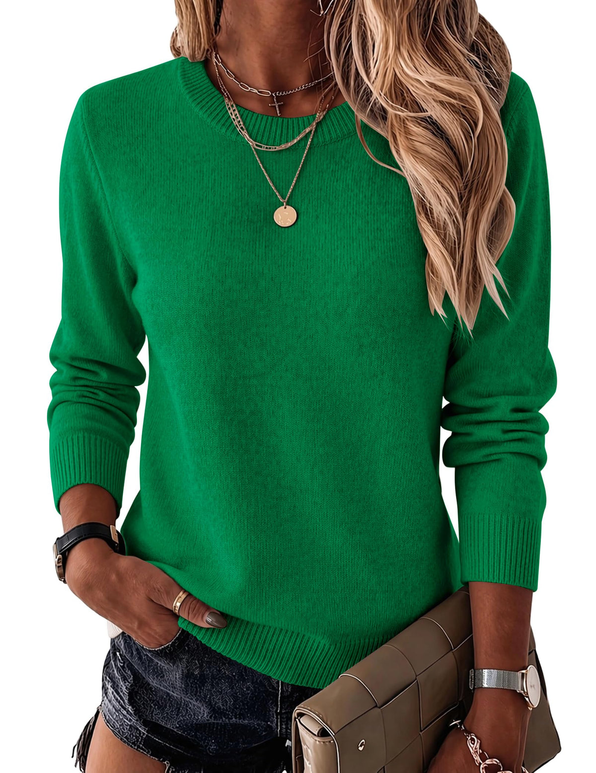 Luvella Womens Wool Blend Sweater Crewneck Long Sleeve Tops Fashion Clothing