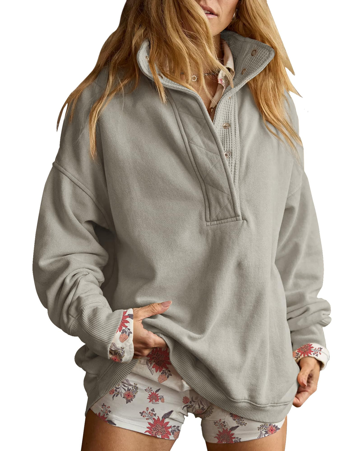 Luvella Women's Henley Neck Sweatshirt