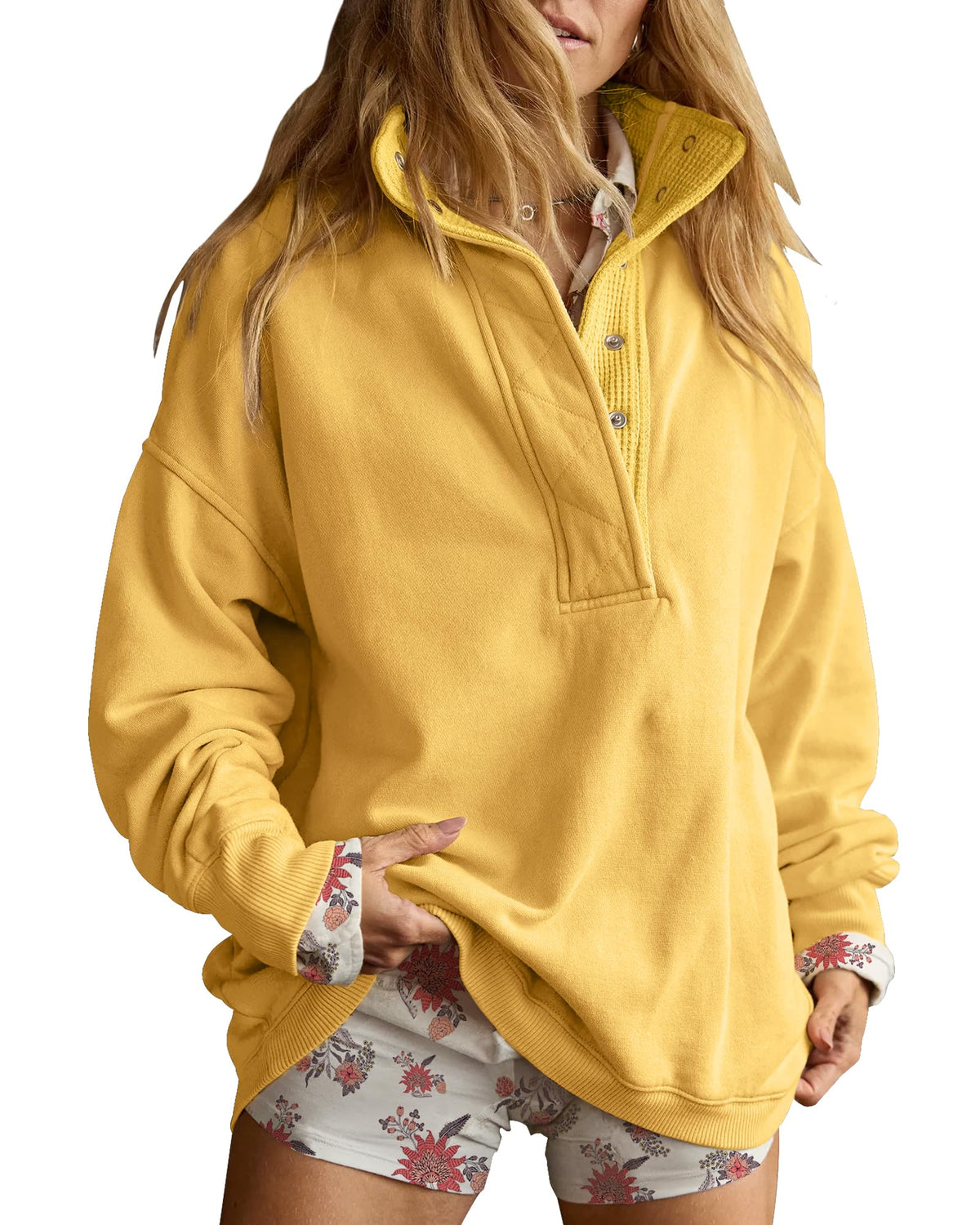 Luvella Women's Henley Neck Sweatshirt