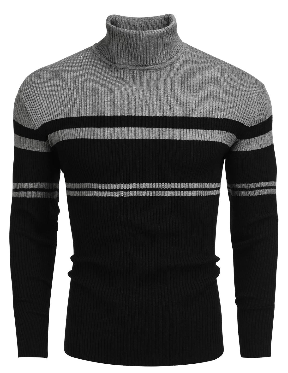 Luvella Mens Ribbed Slim Fit Knitted Pullover Casual Turtleneck Sweater