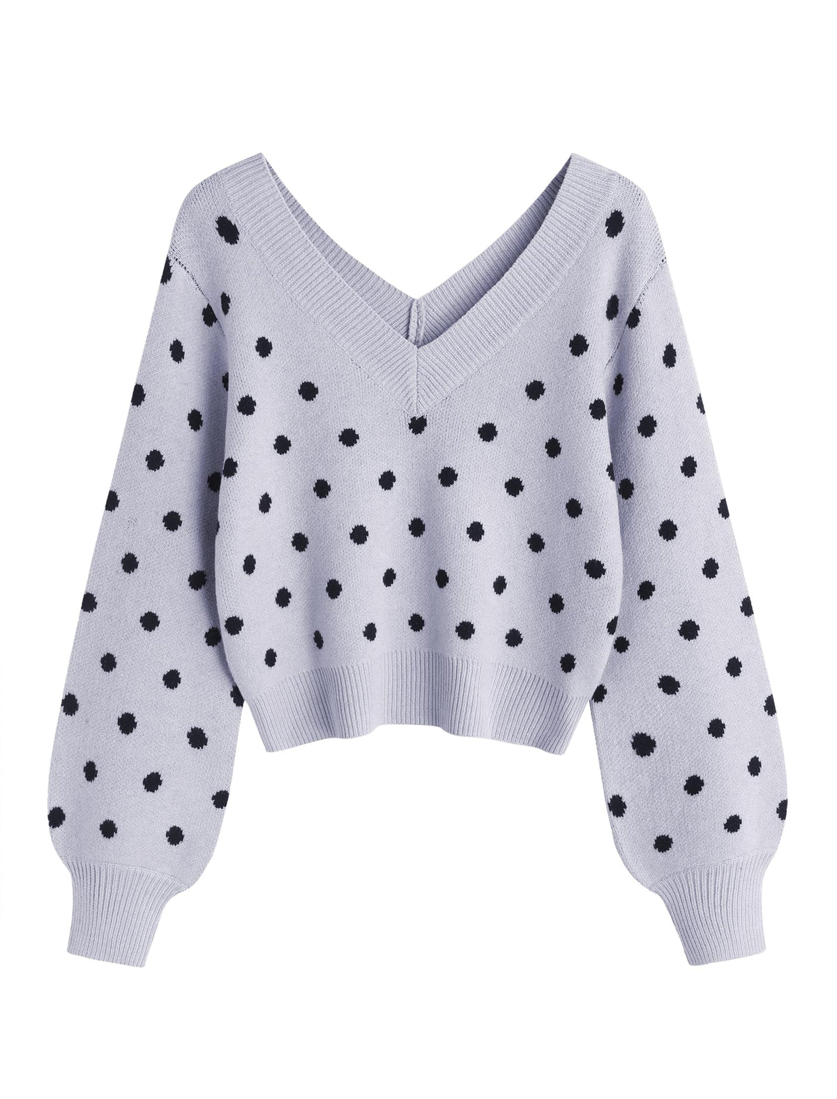 Luvella Women's Cropped Sweater V-Neck Long Sleeve Pullover Jumper Knit Top