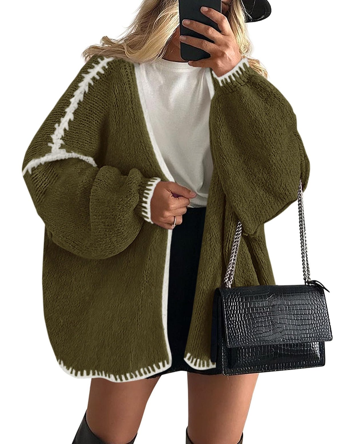 Luvella Womens Open Front Oversized Cardigan Sweaters