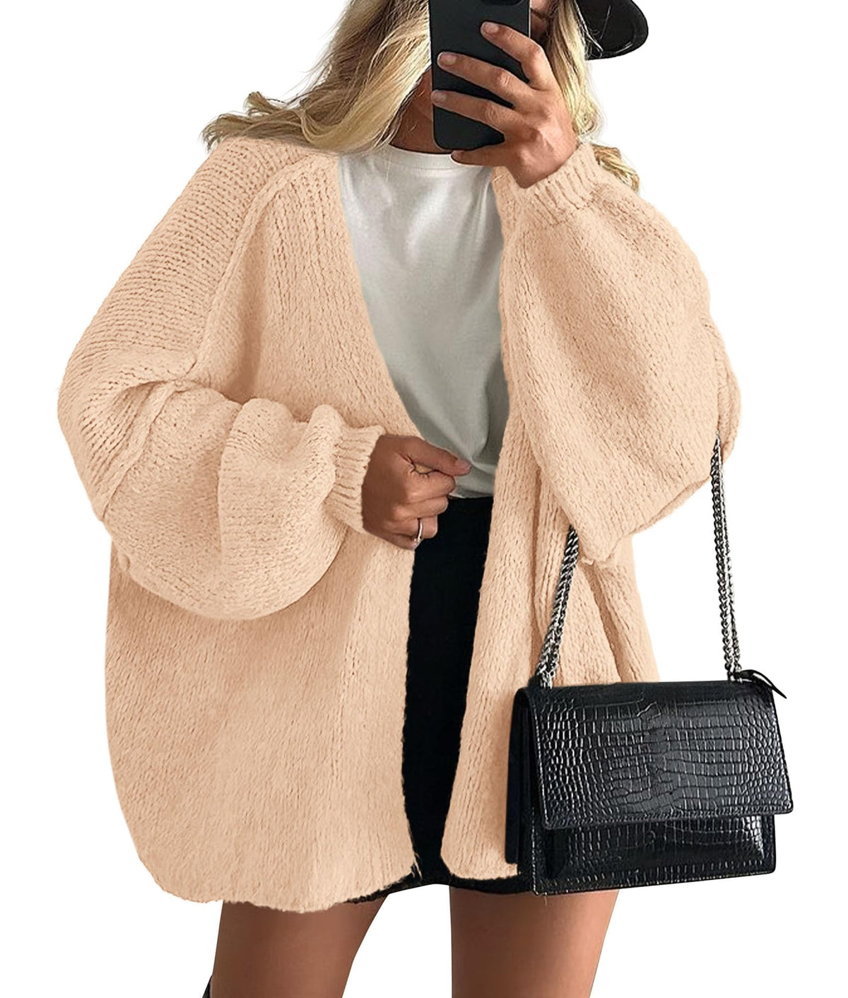 Luvella Womens Open Front Oversized Cardigan Sweaters