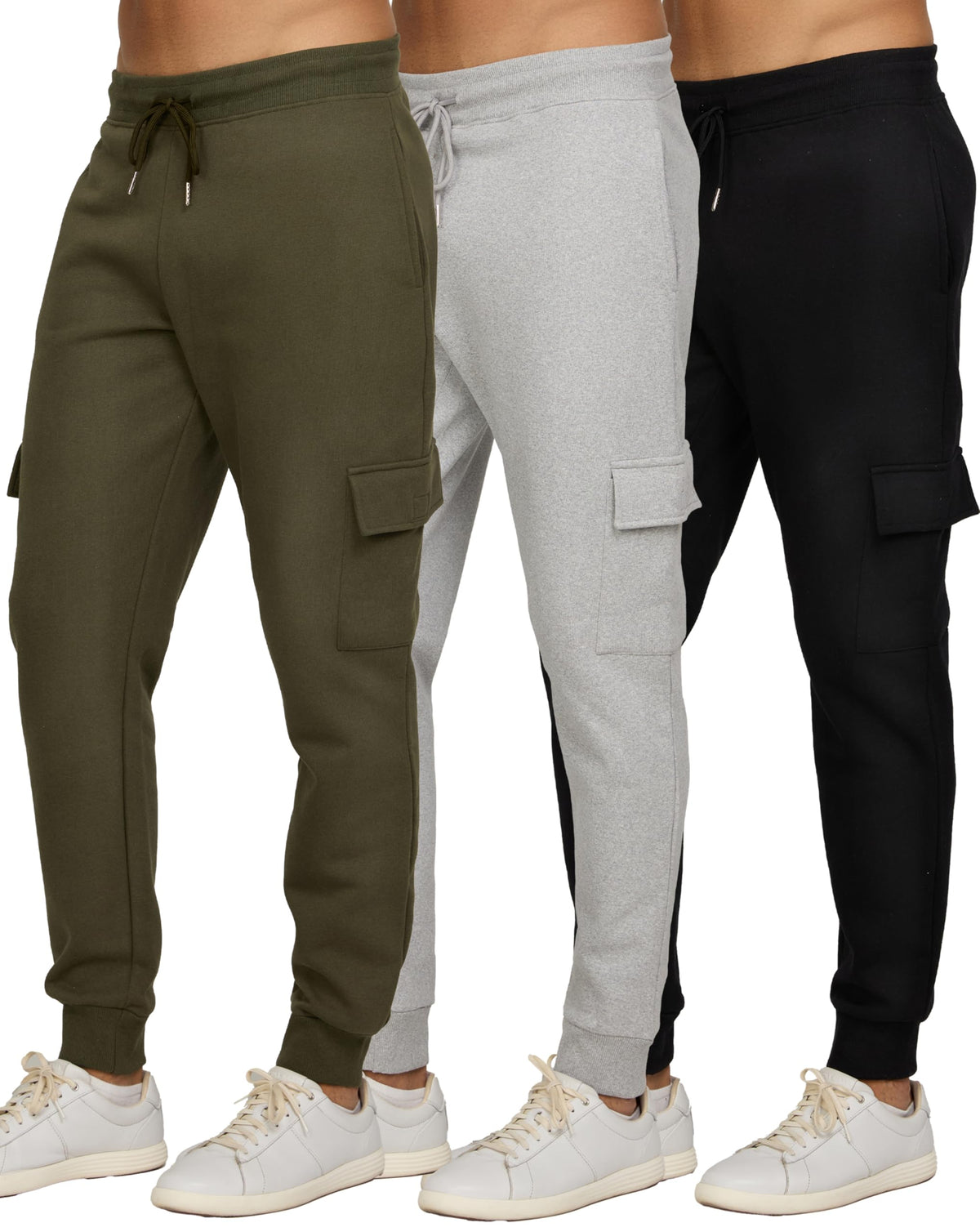 Luvella Sweatpants for Men 3 Pack Fleece Athletic Joggers, Baggy Wide Legs Mens Sweatpants with Zipper Pockets