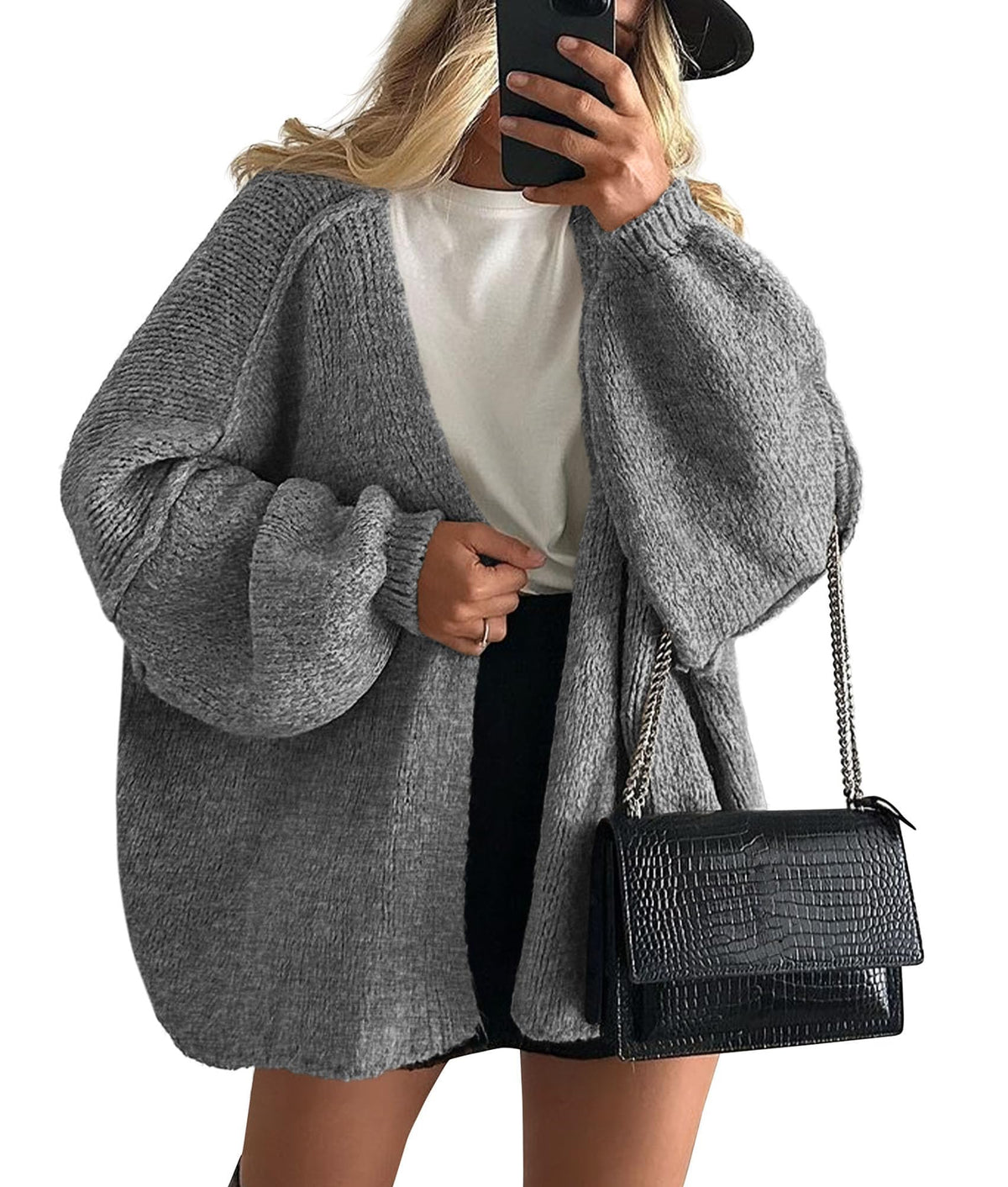 Luvella Womens Open Front Oversized Cardigan Sweaters
