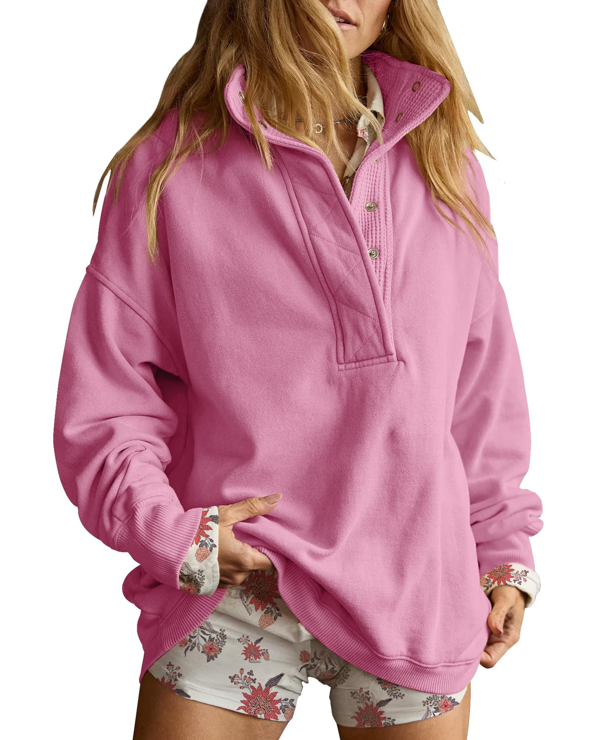 Luvella Women's Henley Neck Sweatshirt