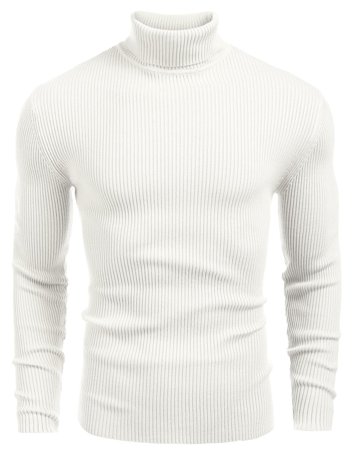 Luvella Mens Ribbed Slim Fit Knitted Pullover Casual Turtleneck Sweater