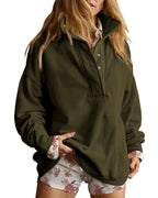 Luvella Women's Henley Neck Sweatshirt