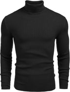 Luvella Mens Ribbed Slim Fit Knitted Pullover Casual Turtleneck Sweater