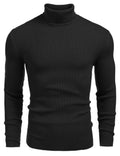 Luvella Mens Ribbed Slim Fit Knitted Pullover Casual Turtleneck Sweater