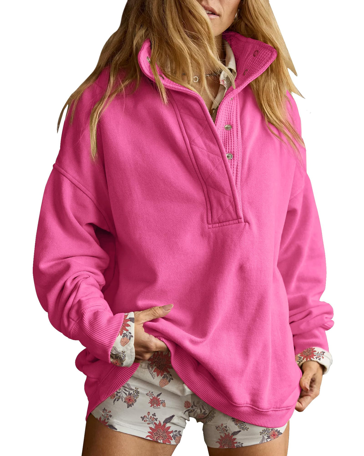 Luvella Women's Henley Neck Sweatshirt