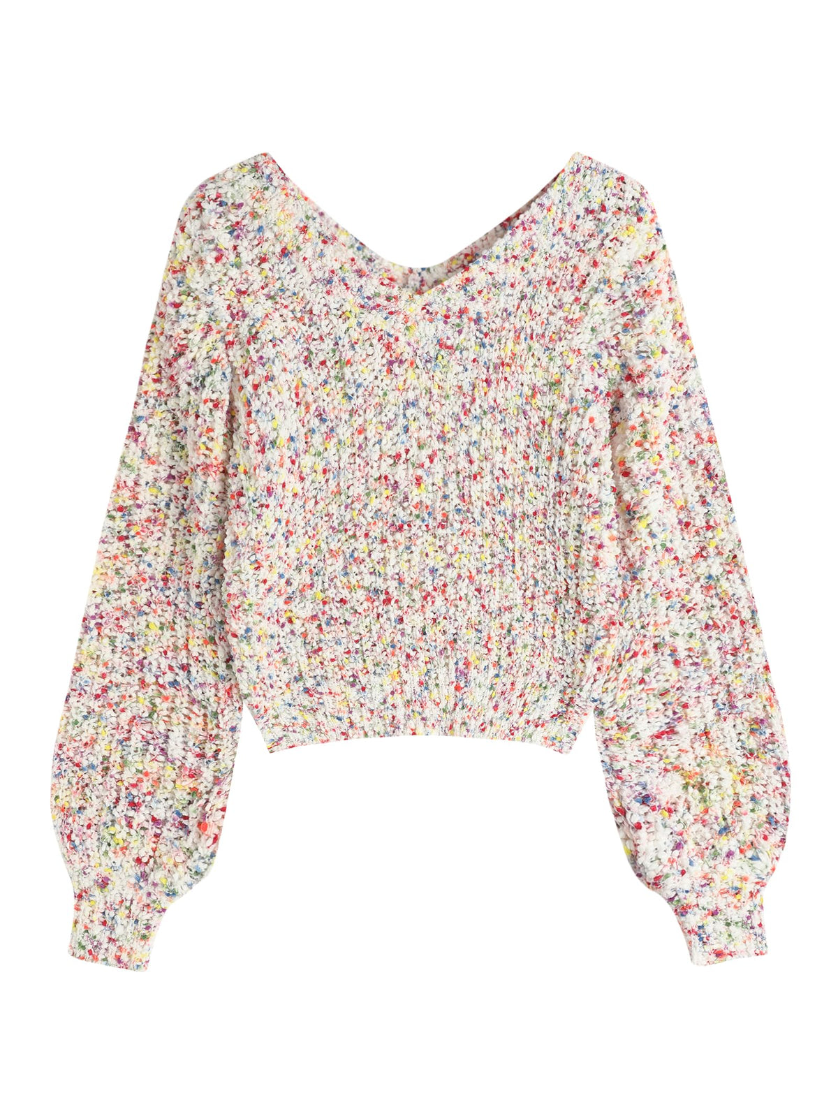 Luvella Women's Cropped Sweater V-Neck Long Sleeve Pullover Jumper Knit Top