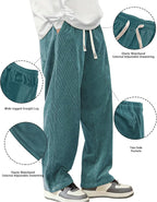Luvella Mens Corduroy Casual Pants Straight Sweatpants