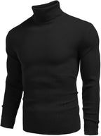 Luvella Mens Ribbed Slim Fit Knitted Pullover Casual Turtleneck Sweater