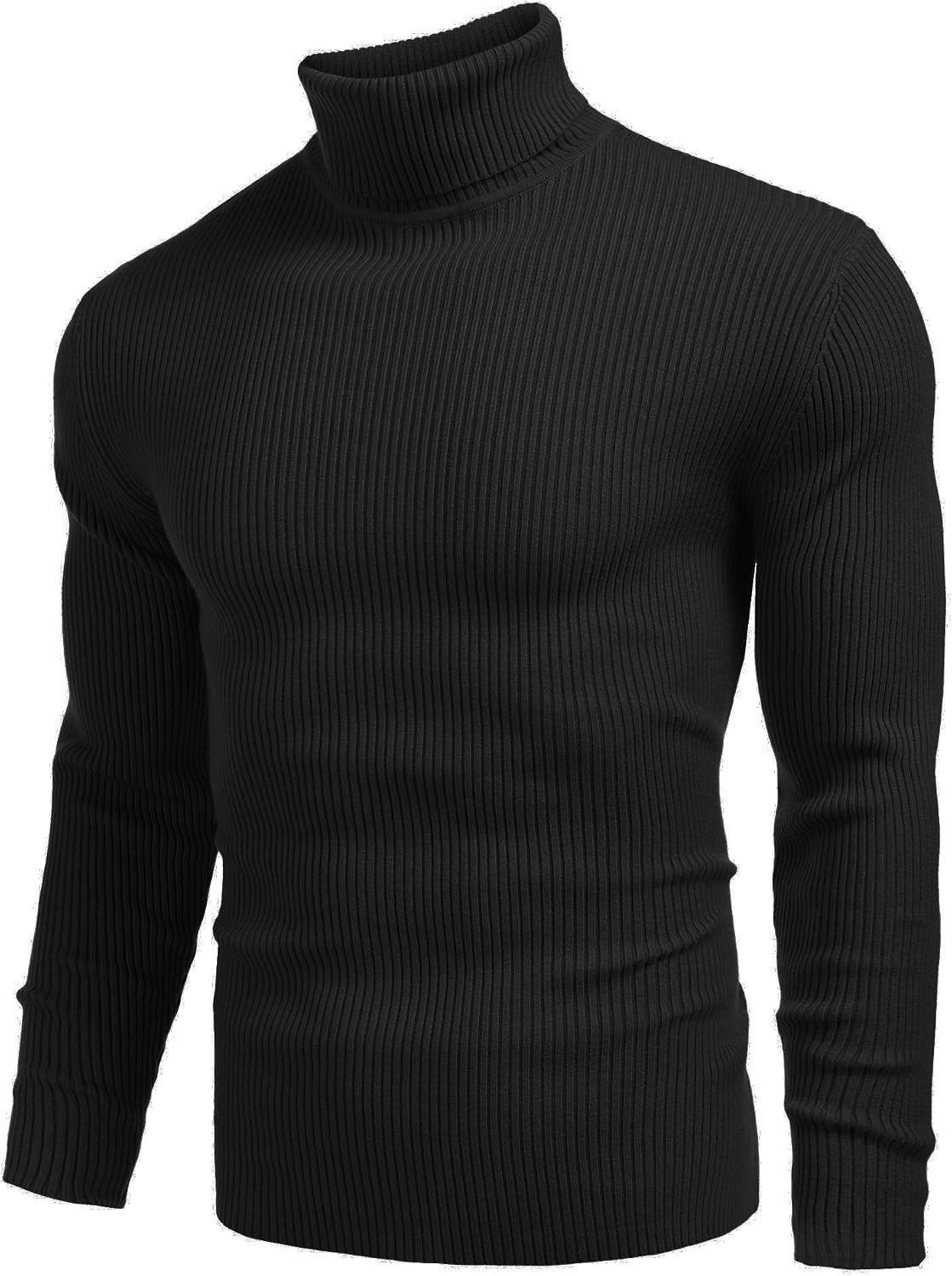 Luvella Mens Ribbed Slim Fit Knitted Pullover Casual Turtleneck Sweater