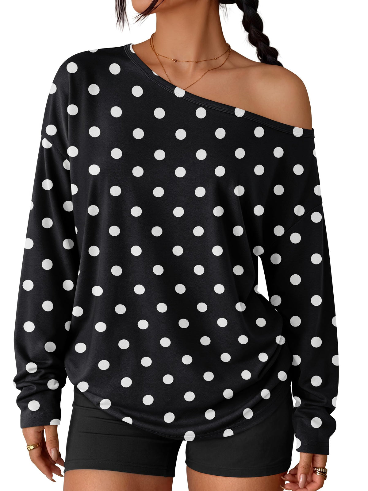 Luvella Womens Off The Shoulder Oversized Tops