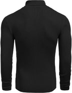 Luvella Mens Ribbed Slim Fit Knitted Pullover Casual Turtleneck Sweater