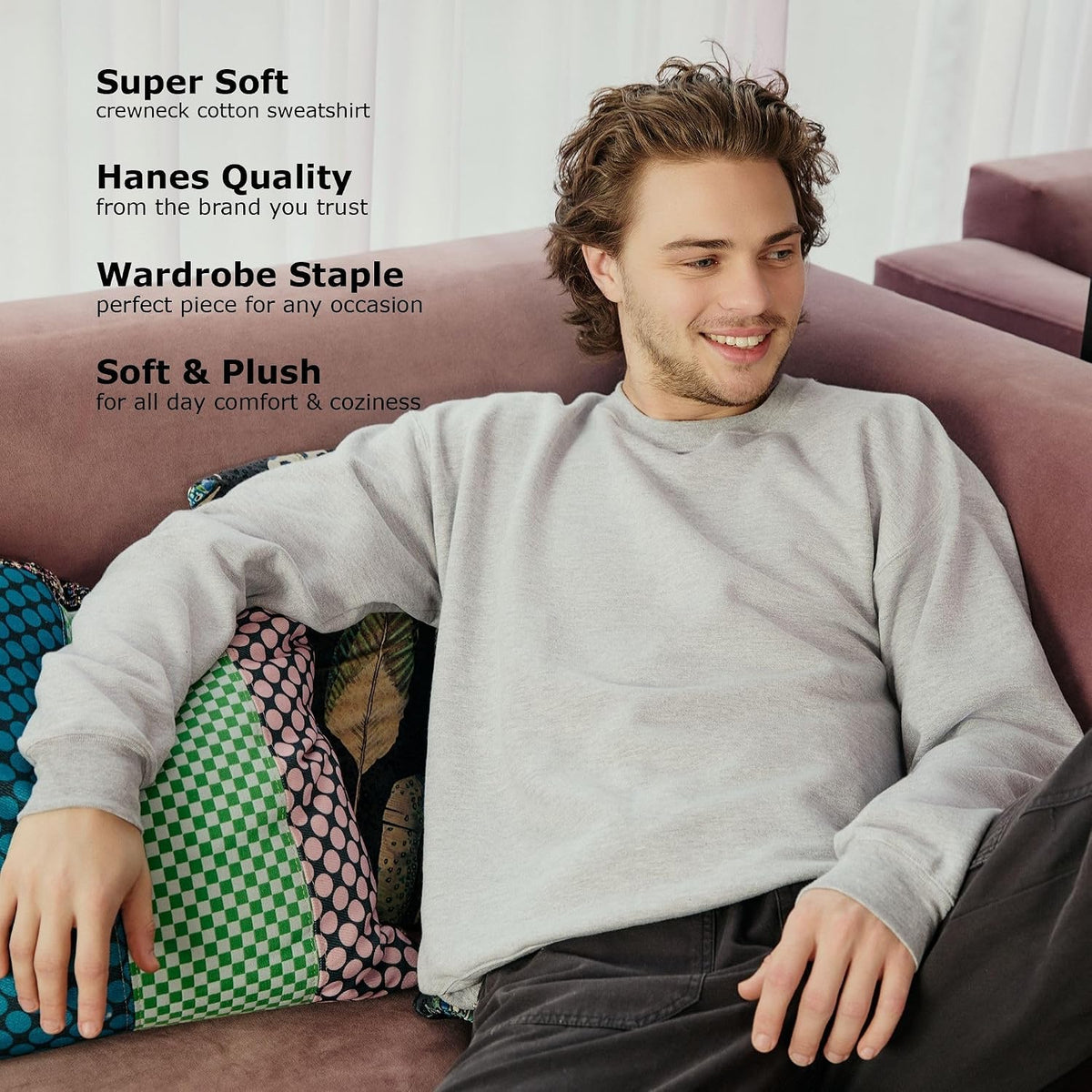 Luvella Men's Sweatshirt, EcoSmart Fleece Crewneck Sweatshirt, Big & Tall Available,