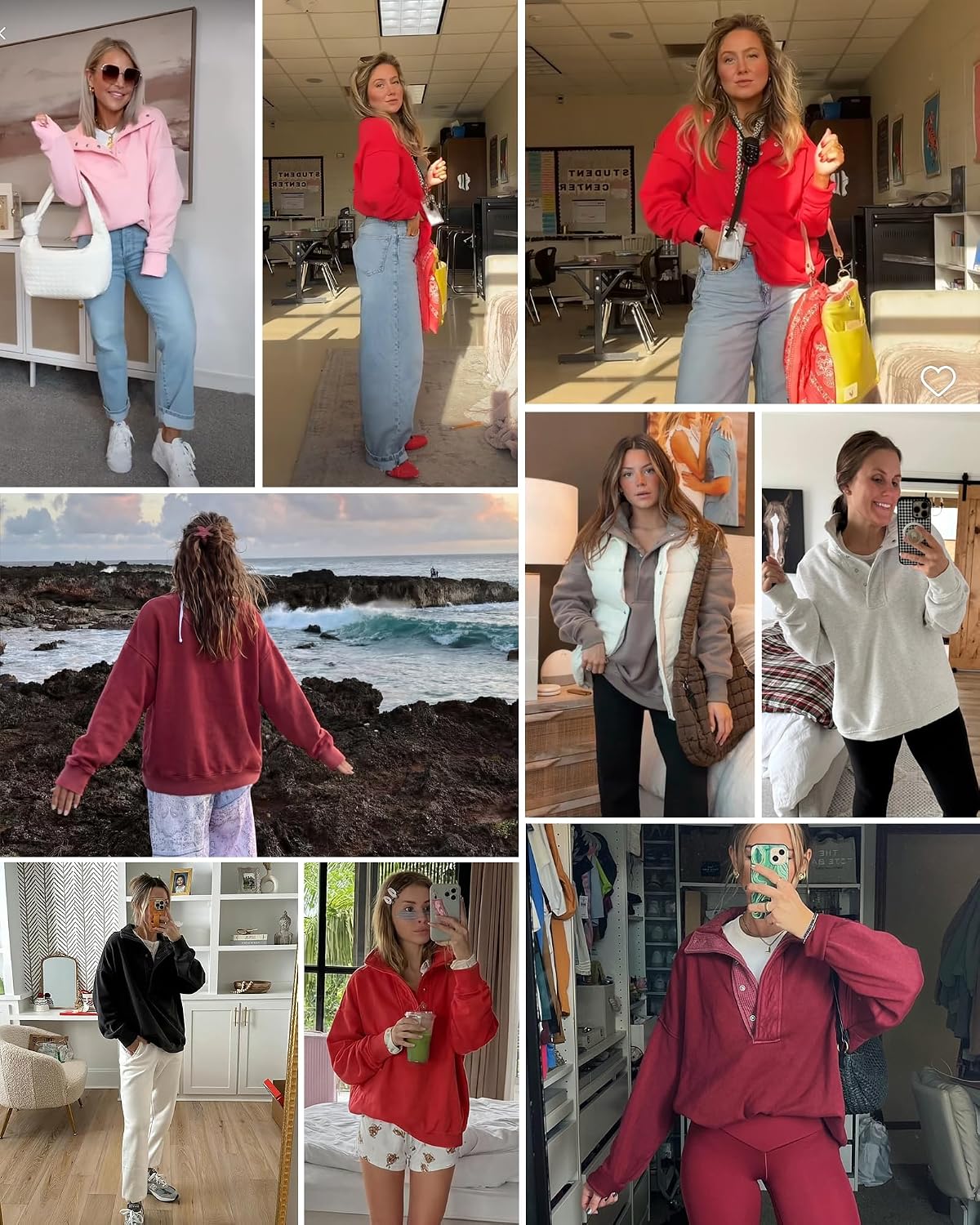 Luvella Women's Henley Neck Sweatshirt
