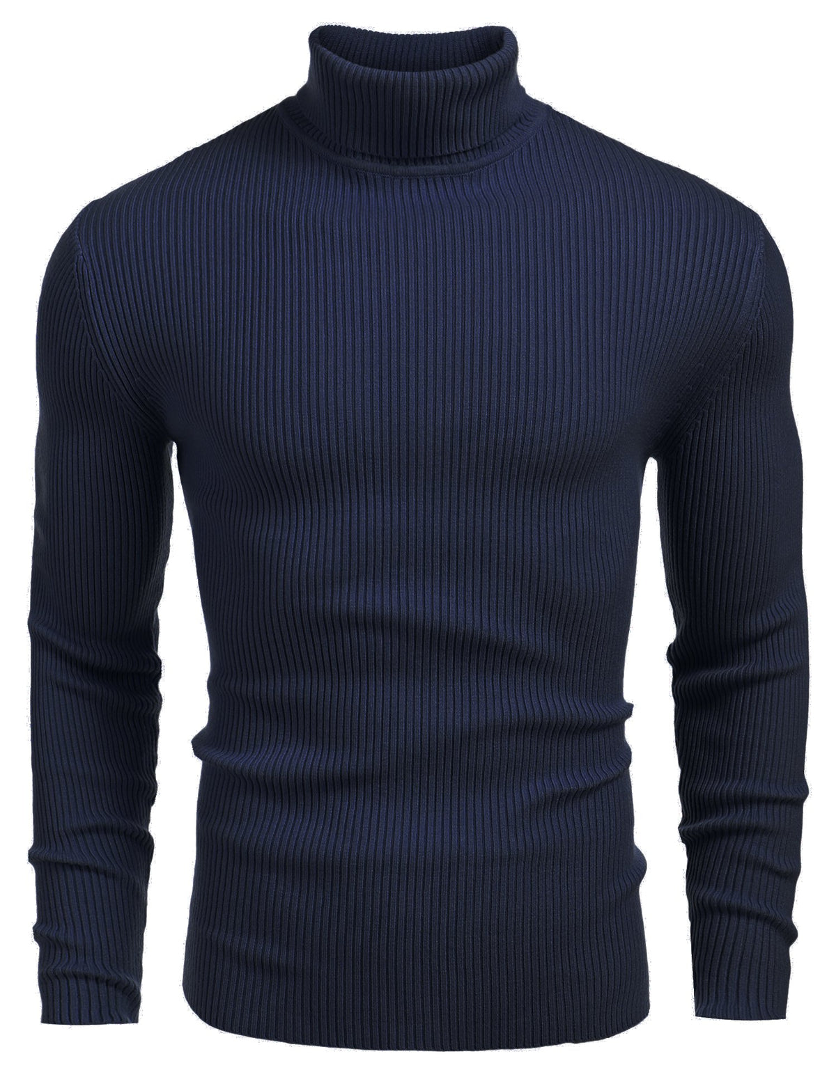 Luvella Mens Ribbed Slim Fit Knitted Pullover Casual Turtleneck Sweater