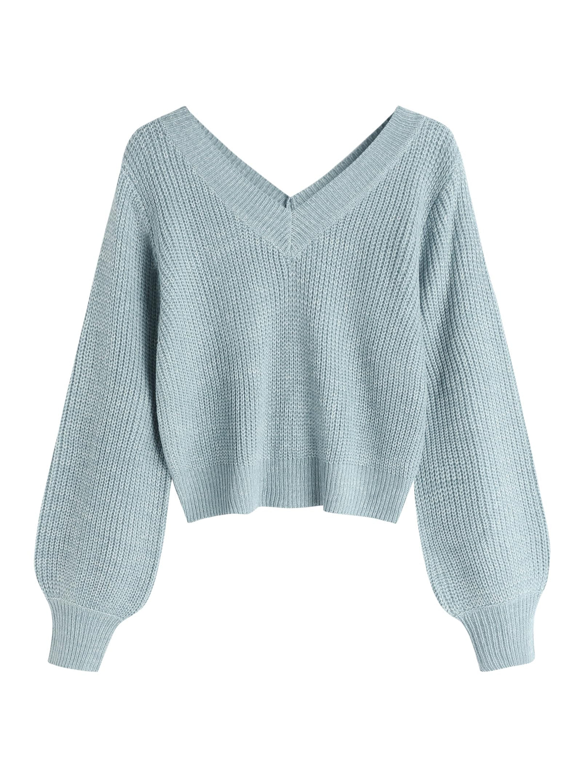 Luvella Women's Cropped Sweater V-Neck Long Sleeve Pullover Jumper Knit Top
