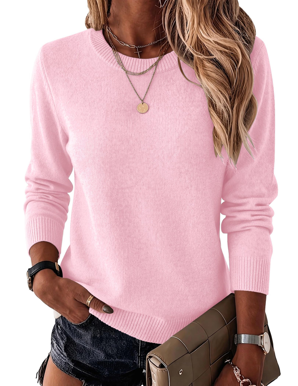 Luvella Womens Wool Blend Sweater Crewneck Long Sleeve Tops Fashion Clothing